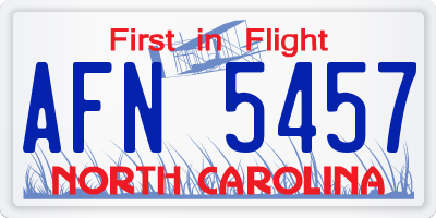 NC license plate AFN5457