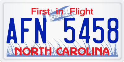 NC license plate AFN5458