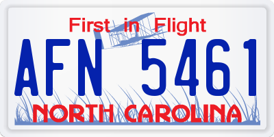 NC license plate AFN5461