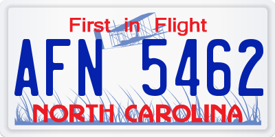 NC license plate AFN5462