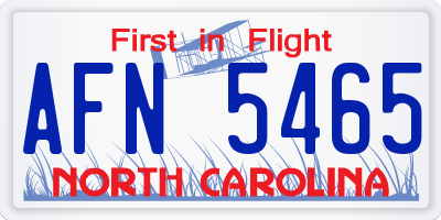 NC license plate AFN5465
