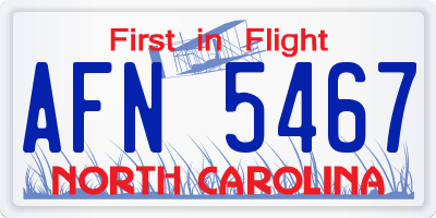 NC license plate AFN5467