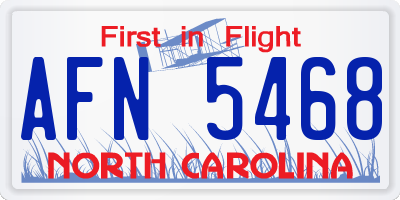 NC license plate AFN5468