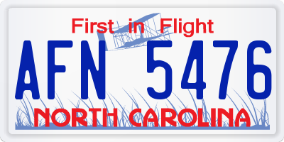 NC license plate AFN5476
