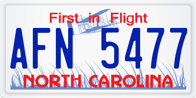 NC license plate AFN5477