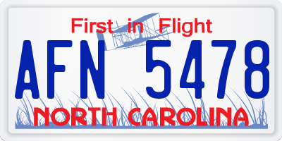 NC license plate AFN5478