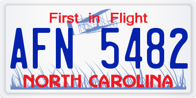 NC license plate AFN5482