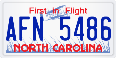 NC license plate AFN5486