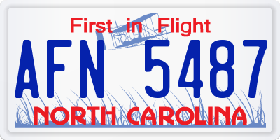 NC license plate AFN5487