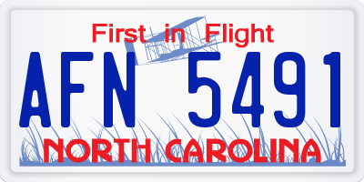 NC license plate AFN5491