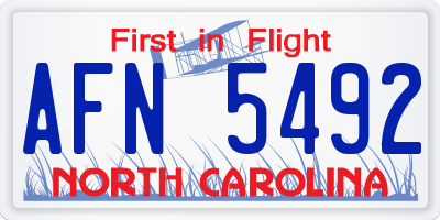 NC license plate AFN5492