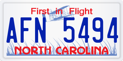 NC license plate AFN5494