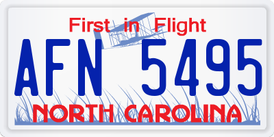 NC license plate AFN5495