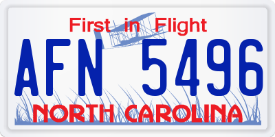 NC license plate AFN5496