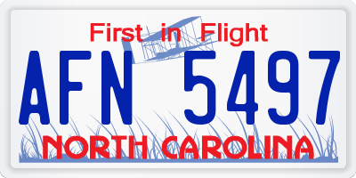 NC license plate AFN5497
