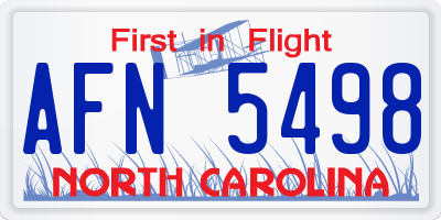 NC license plate AFN5498