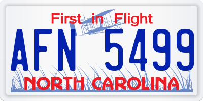 NC license plate AFN5499