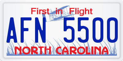 NC license plate AFN5500