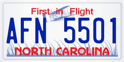 NC license plate AFN5501