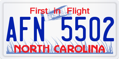 NC license plate AFN5502