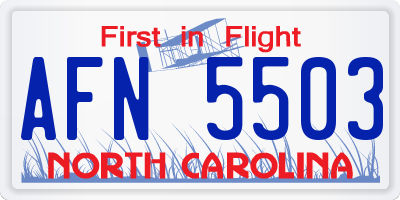 NC license plate AFN5503