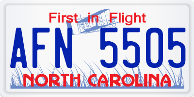 NC license plate AFN5505