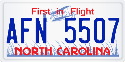 NC license plate AFN5507