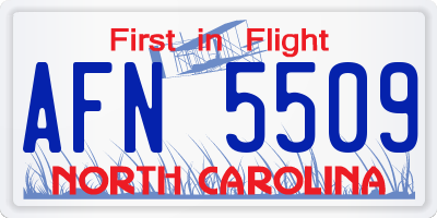 NC license plate AFN5509