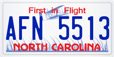 NC license plate AFN5513