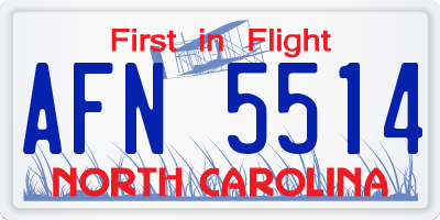 NC license plate AFN5514