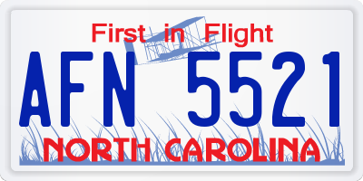 NC license plate AFN5521