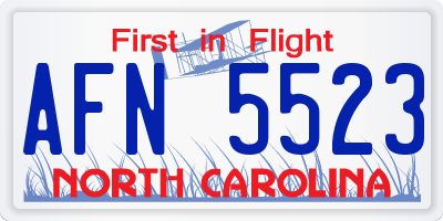 NC license plate AFN5523