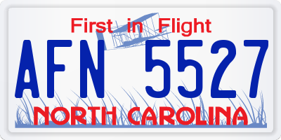 NC license plate AFN5527