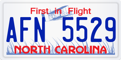 NC license plate AFN5529