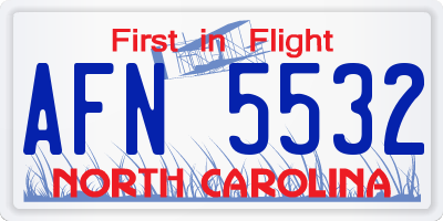 NC license plate AFN5532
