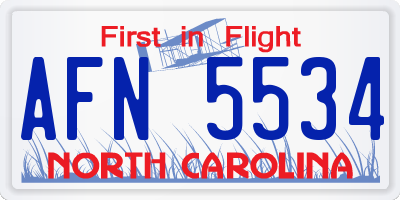NC license plate AFN5534