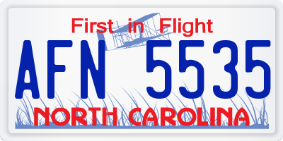 NC license plate AFN5535