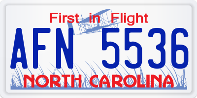 NC license plate AFN5536