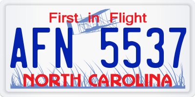 NC license plate AFN5537