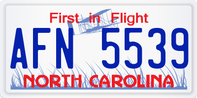 NC license plate AFN5539