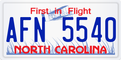 NC license plate AFN5540