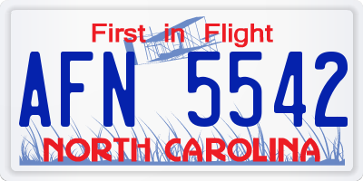 NC license plate AFN5542