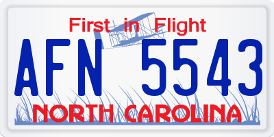 NC license plate AFN5543