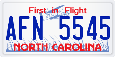 NC license plate AFN5545