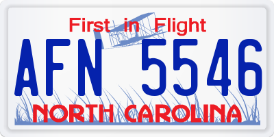 NC license plate AFN5546