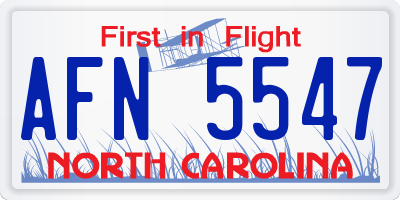 NC license plate AFN5547
