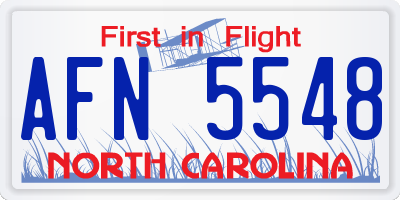 NC license plate AFN5548