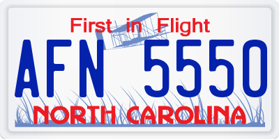 NC license plate AFN5550