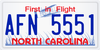 NC license plate AFN5551