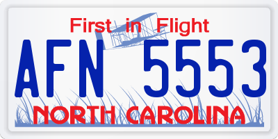 NC license plate AFN5553